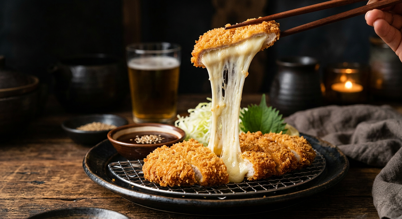 Cheese katsu with melted mozzarella