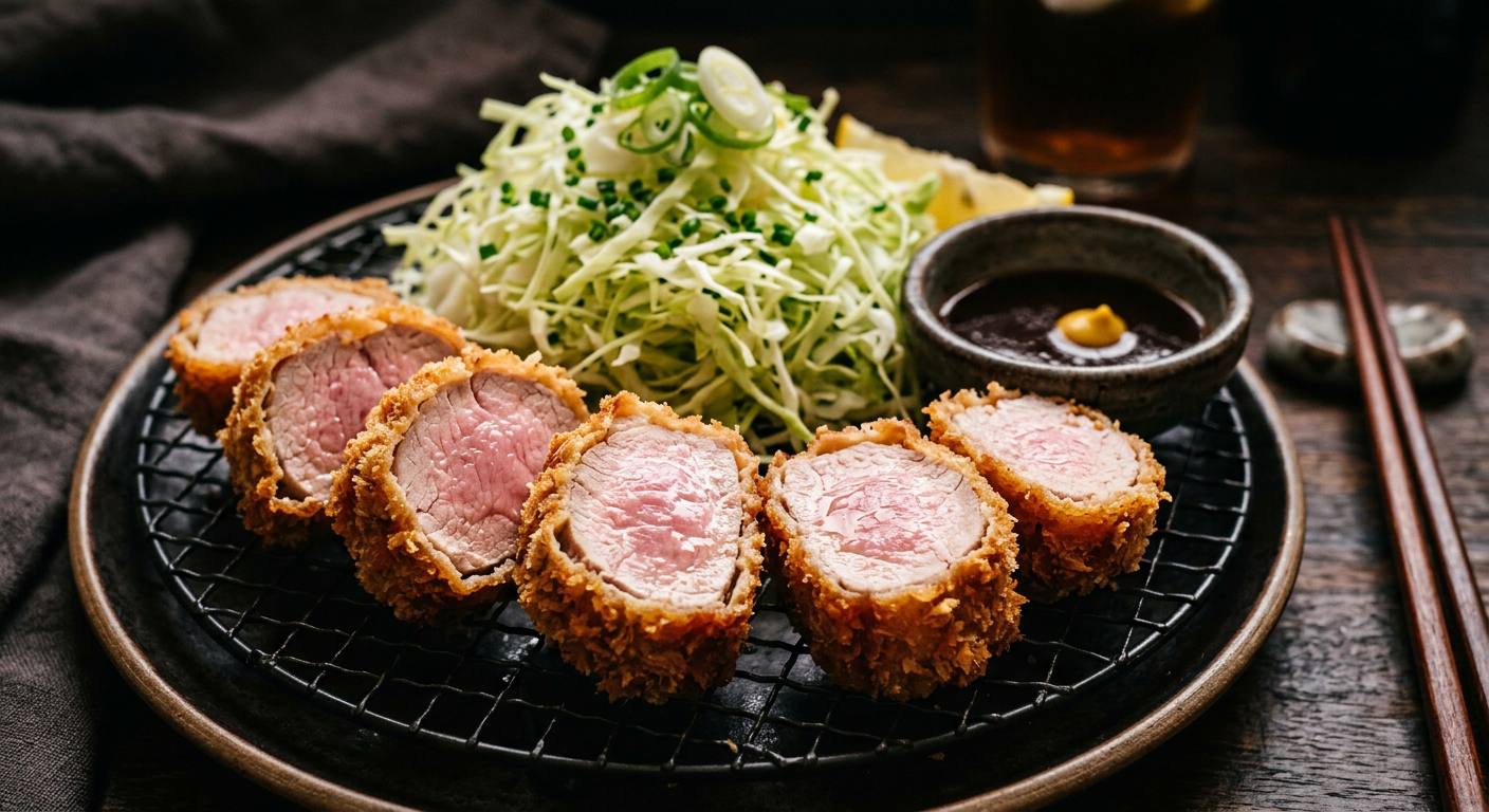 Hire pork tenderloin katsu medallions on a wire rack